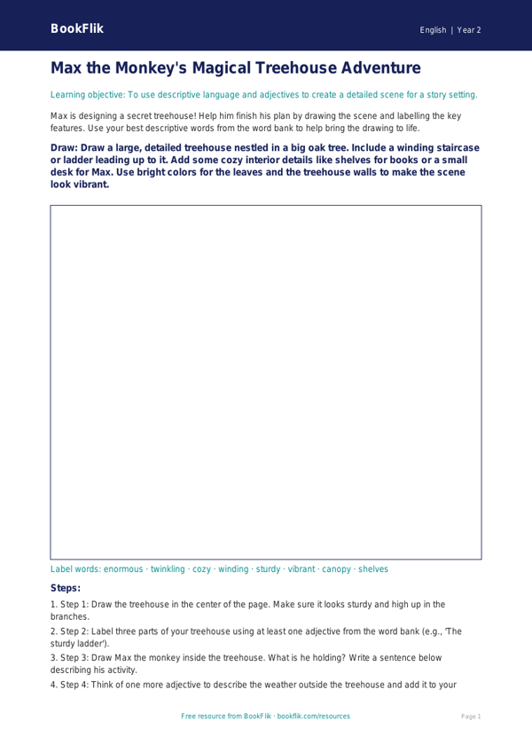 Free Creative Writing Drawing Sheet | Grade 1 | ELA | BookFlik worksheet preview — English Creative Writing