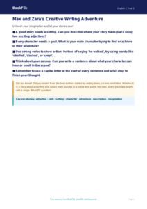 Free Creative Writing Poster | Grade 1 | ELA | BookFlik