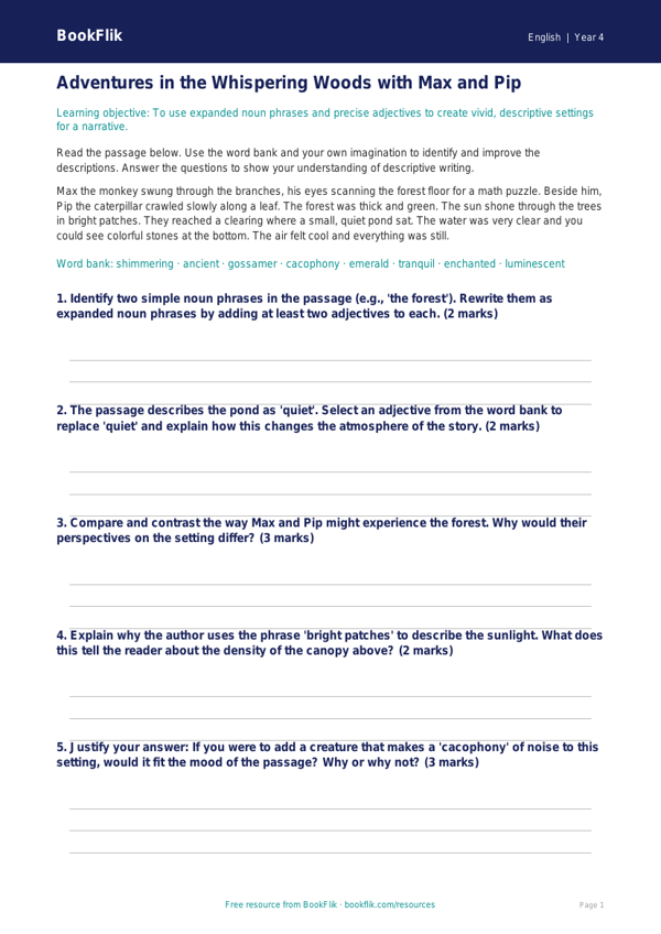 Free Creative Writing Track Sheet | Grade 3 | ELA | BookFlik worksheet preview — English Creative Writing
