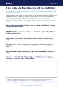 Free Diary Writing Activity Sheet | Grade 4 | ELA | BookFlik