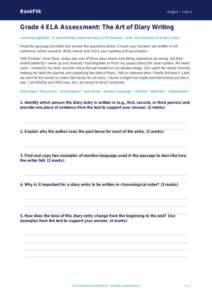 Free Diary Writing Assessment | Grade 4 | ELA | BookFlik