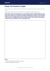 Free Diwali Story Colouring Page | Grade 1 | ELA | BookFlik