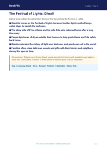 Free Diwali Story Poster | Grade 1 | ELA | BookFlik