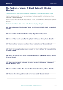 Free Diwali Story Quiz | Grade 1 | ELA | BookFlik