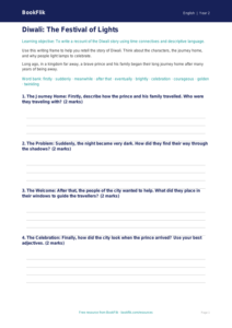 Free Diwali Story Writing Frame | Grade 1 | ELA | BookFlik