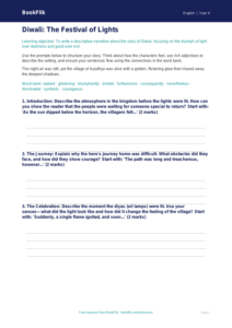 Free Diwali Story Writing Frame | Grade 3 | ELA | BookFlik