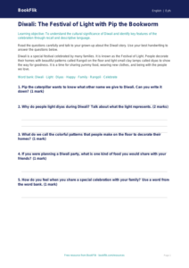 Free Diwali Story Worksheet | Pre-K | ELA | BookFlik