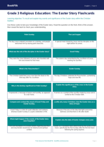 ELA easter story flashcards grade 3 greater depth