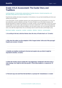 Free Easter Story Assessment | Grade 4 | ELA | BookFlik