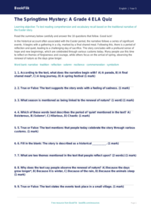 Free Easter Story Quiz | Grade 4 | ELA | BookFlik