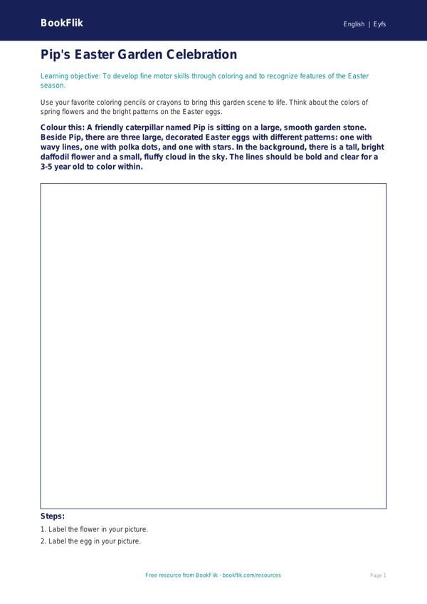 Free Easter Story Colouring Page | Pre-K | ELA | BookFlik worksheet preview — English Easter Story