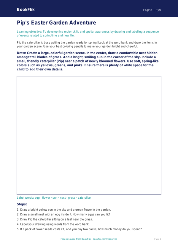 Free Easter Story Drawing Sheet | Pre-K | ELA | BookFlik worksheet preview — English Easter Story