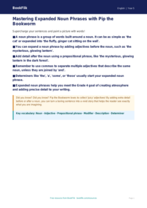 Free Expanded Noun Phrases Poster | Grade 4 | ELA | BookFlik