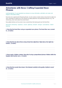 Free Expanded Noun Phrases Writing Frame | Grade 4 | ELA | BookFlik
