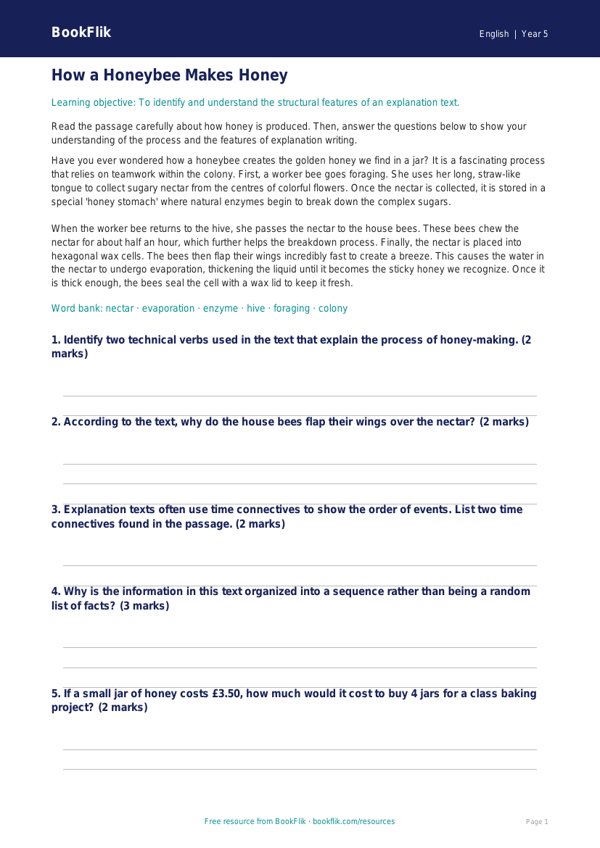 Free Explanation Texts Track Sheet | Grade 4 | ELA | BookFlik worksheet preview — English Explanation Texts