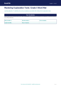 Free Explanation Texts Word Mat | Grade 4 | ELA | BookFlik