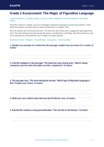 Free Figurative Language Assessment | Grade 2 | ELA | BookFlik