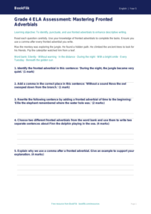 Free Fronted Adverbials Assessment | Grade 4 | ELA | BookFlik