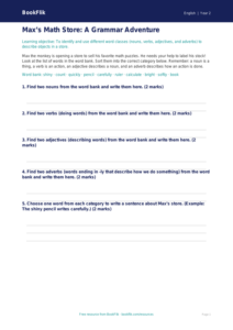 Free Grammar Activity Sheet | Grade 1 | ELA | BookFlik