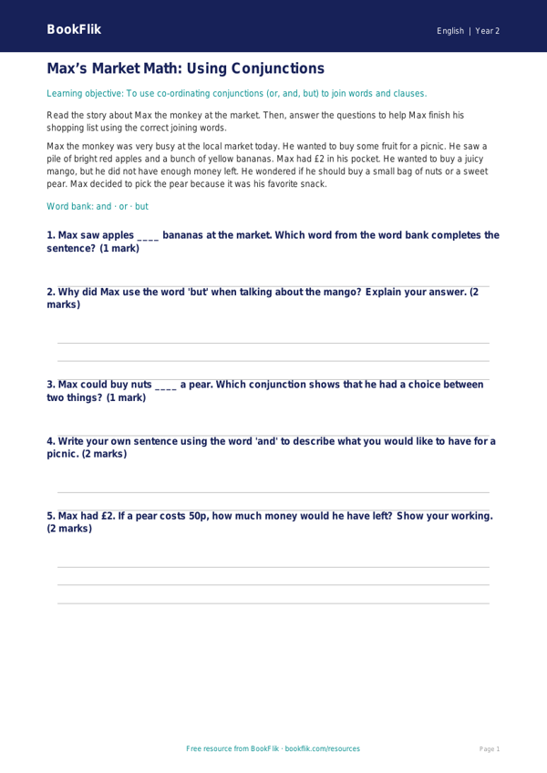 Free Grammar Track Sheet | Grade 1 | ELA | BookFlik worksheet preview — English Grammar