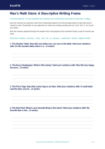 Free Grammar Writing Frame | Grade 1 | ELA | BookFlik