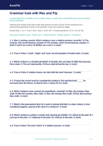 Free Grammar Quiz | Grade 4 | ELA | BookFlik