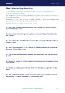 Free Handwriting Quiz | Grade 2 | ELA | BookFlik