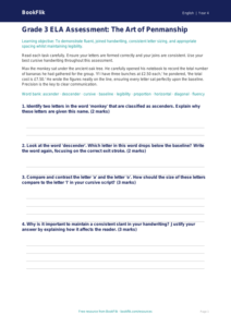 Free Handwriting Assessment | Grade 3 | ELA | BookFlik
