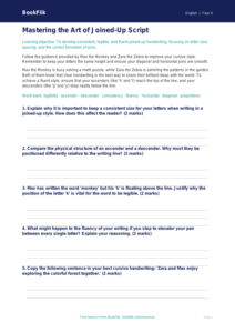ELA handwriting worksheet grade 3 greater depth