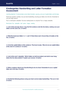 Free Handwriting Assessment | Kindergarten | ELA | BookFlik