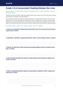 Free Inference Assessment | Grade 1 | ELA | BookFlik