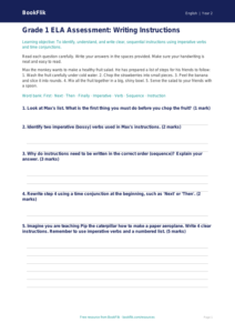 Free Instructions Assessment | Grade 1 | ELA | BookFlik