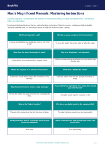 Free Instructions Flashcards | Grade 1 | ELA | BookFlik
