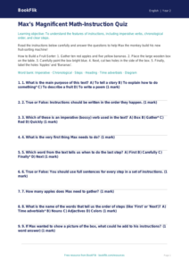 Free Instructions Quiz | Grade 1 | ELA | BookFlik