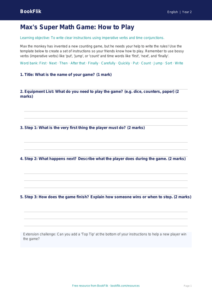 Free Instructions Template | Grade 1 | ELA | BookFlik