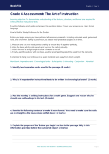 Free Instructions Assessment | Grade 4 | ELA | BookFlik