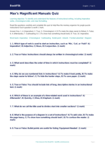 Free Instructions Quiz | Grade 4 | ELA | BookFlik