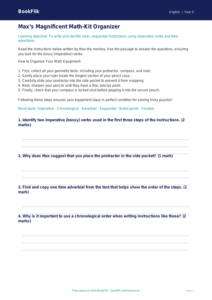 Free Instructions Track Sheet | Grade 4 | ELA | BookFlik