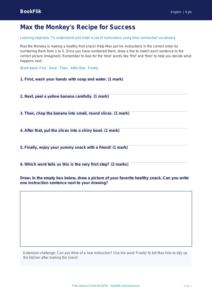 Free Instructions Activity Sheet | Pre-K | ELA | BookFlik