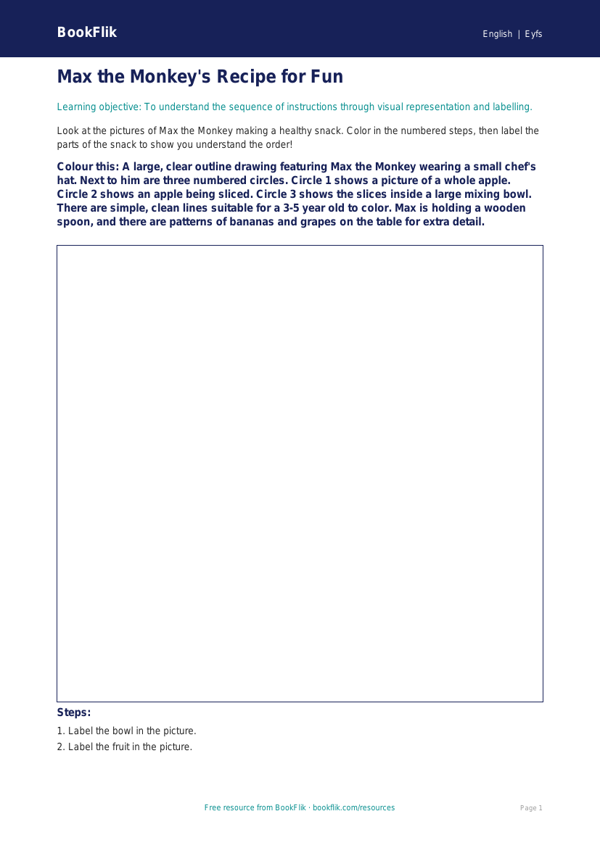 Free Instructions Colouring Page | Pre-K | ELA | BookFlik worksheet preview — English Instructions