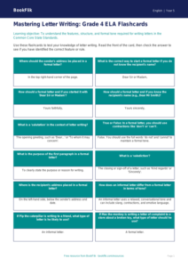 Free Letter Writing Flashcards | Grade 4 | ELA | BookFlik