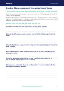 Free Modal Verbs Assessment | Grade 4 | ELA | BookFlik