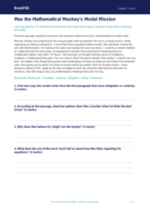 Free Modal Verbs Comprehension | Grade 4 | ELA | BookFlik