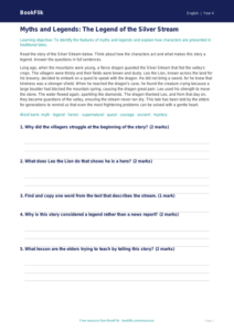 Free Myths And Legends Track Sheet | Grade 3 | ELA | BookFlik