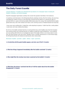 Free Newspaper Writing Comprehension | Grade 3 | ELA | BookFlik