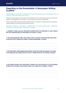 Free Newspaper Writing Writing Frame | Grade 3 | ELA | BookFlik