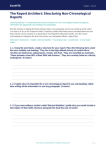 Free Non Chronological Reports Activity Sheet | Grade 3 | ELA | BookFlik