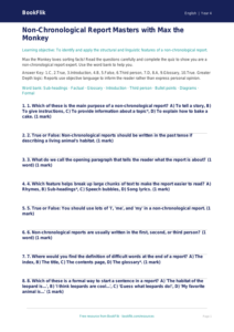 Free Non Chronological Reports Quiz | Grade 3 | ELA | BookFlik