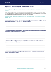 ELA non chronological reports template grade 3 core