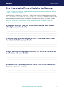 Free Non Chronological Reports Template | Grade 3 | ELA | BookFlik